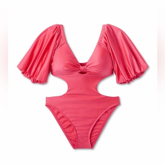 Fe Noel x Target metallic puff sleeve swimsuit 3X NWT - Picture 4 of 6